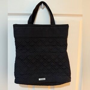 Vera Bradley Black Quilted Tote Bag with Geometric Pattern Outer pocket on back